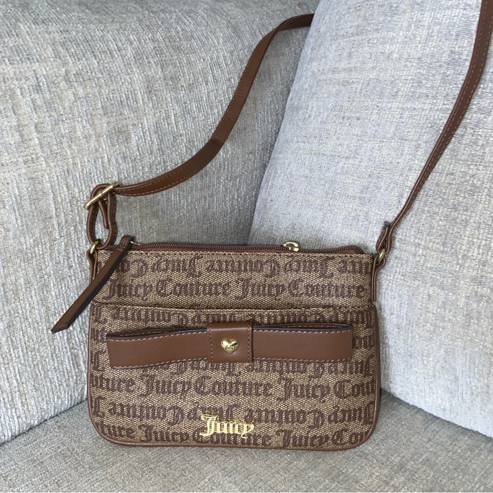 Juicy Couture Small Brown Crossbody With Separate Zip Pouch